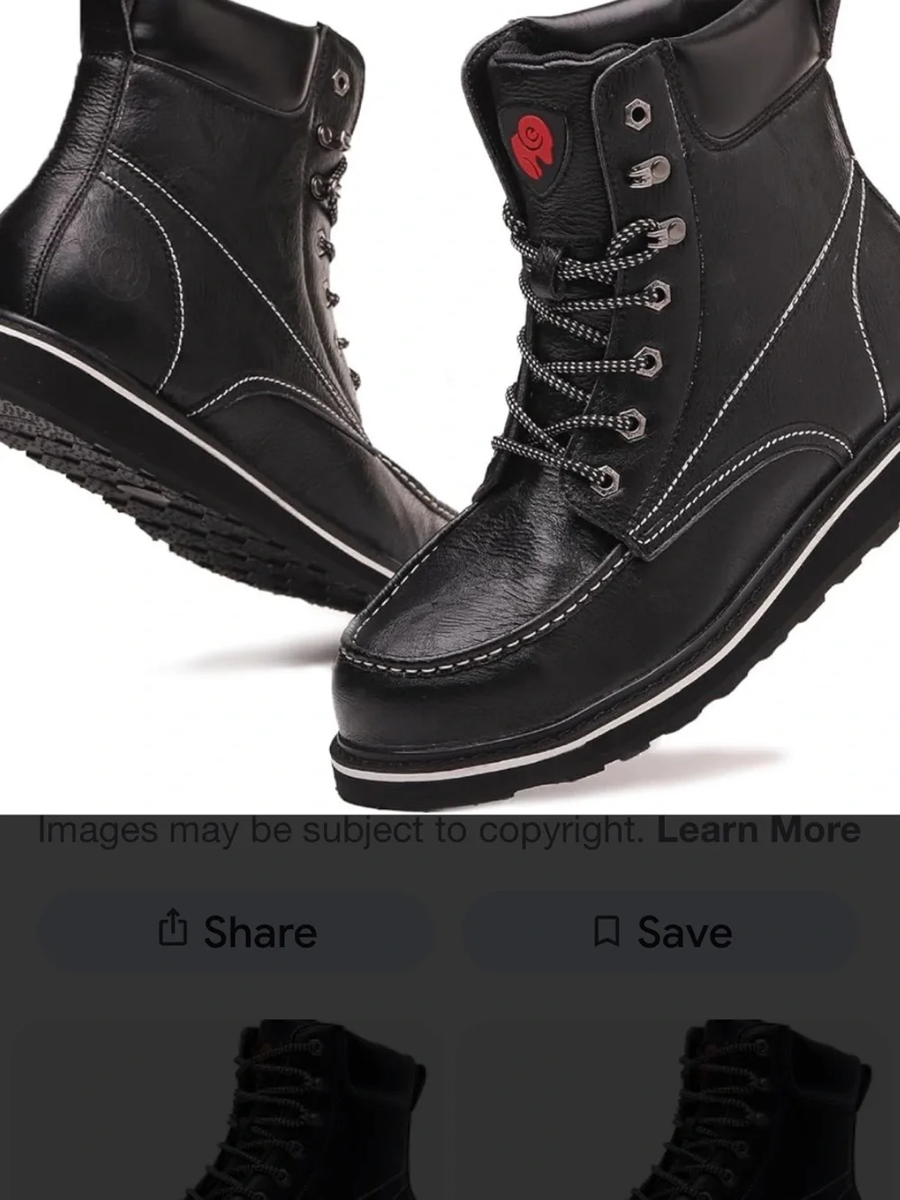 Men's Black Lace-Up Leather Work Boots